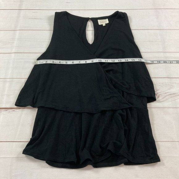Anthropologie Deletta Black Sleeveless V-Neck Crossover Mini Wrap Blouse Medium - Picture 7 of 7